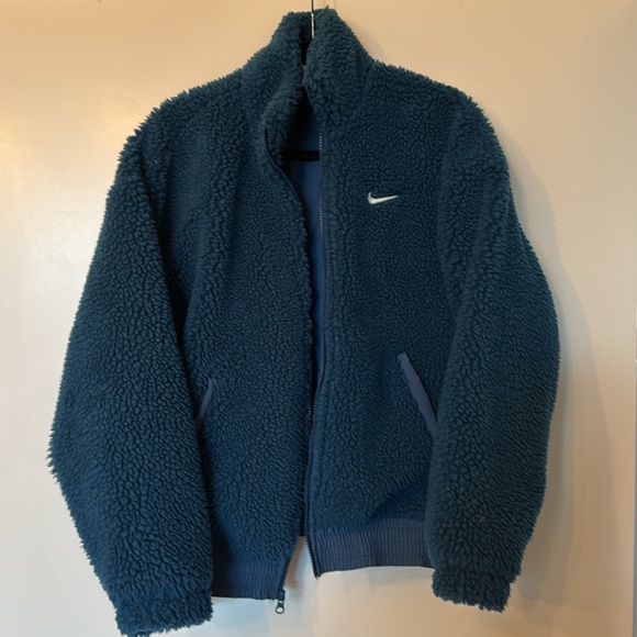 Nike shearling jacket bomber teal size medium - Picture 2 of 3